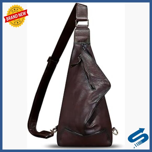 Genuine Leather Sling Backpack Crossbody Daypack Shoulder Bag Unisex